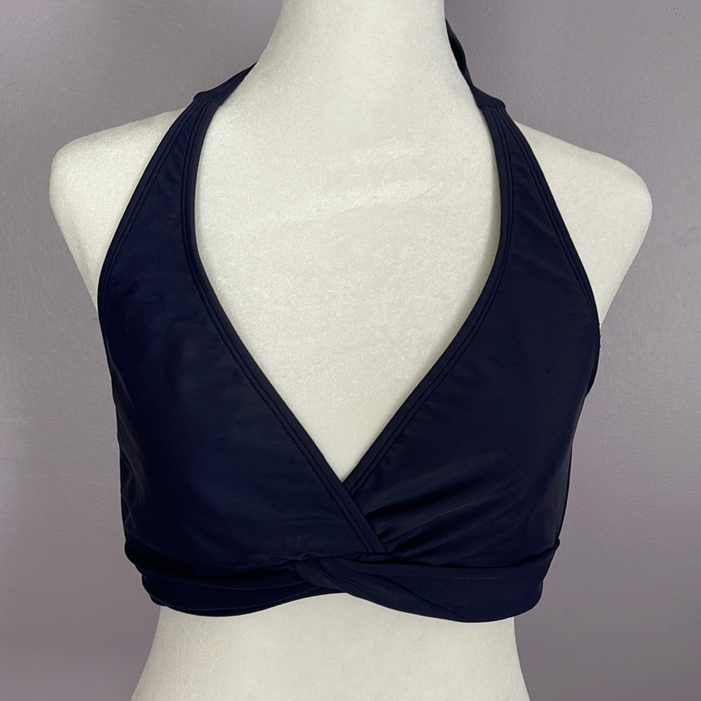 Athleta dark navy halter bikini top 34 D/DD